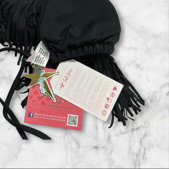 Luli Fama Black Fringe Bikini Top - Size Small NWT - Picture 3 of 10